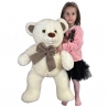 Bear 80cm Big Plush Puppet with Ivory White Bow