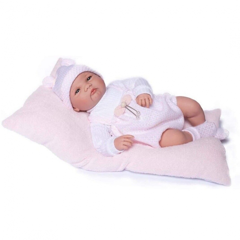 Guca Bambola Gordi Bambina 25 Cm Con Slip E Cuscino Rosa, Morbido Pupazzo Per Bambini (10026)