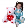 Orso 60cm Grande Peluche con Cuore I Love You San Valentino Bianco