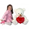 Orso 65cm Grande Peluche con Cuore Love San Valentino Bianco