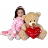 Big Plush Bear 65cm with Heart Love Valentine Beige