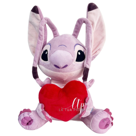Stitch Cuore 33cm Peluche Con Suono Disney Lilo & Stitch Versione San Valentino