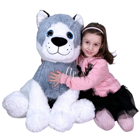 Peluche Gigante Cane Siberian Husky 120 cm Bambini Adulti