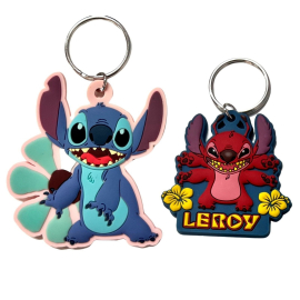 2 x Stitch and Angel Keychain from Lilo and Stitch Movies Signed Backpack Bag Clips