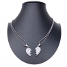 Broken Heart Pendant Silver 2 x Necklace Steel Man Woman Friends A/01