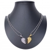 Broken Heart Pendant Silver Gold 2 x Necklace Steel Man Woman Friends A/02