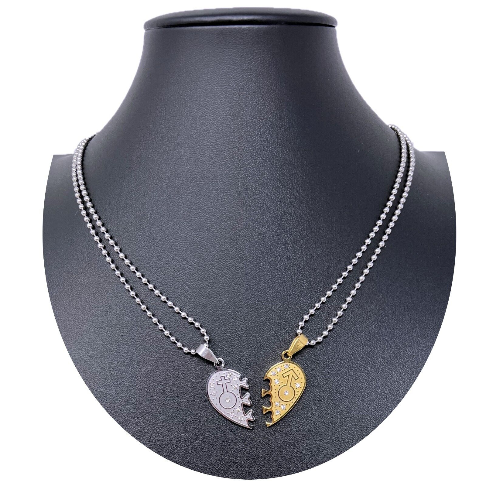 HZMAN Collana Uomo E Donna Con Ciondolo Cuore Intrecciato E Croce - Acciaio Inox, Design Retrò, Catena 60 Cm, Regalo Per Coppie