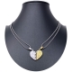 Broken Heart Pendant Silver 2 x Necklace Steel Man Woman Friends A/01