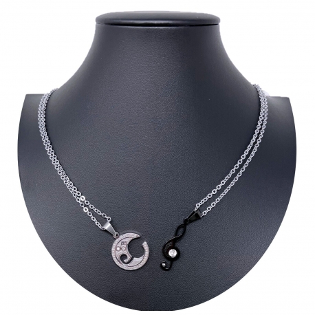 Treble Clef Gold Broken Pendant 2x Necklace Steel Man Woman Friends A03