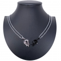 Heart Clover Silver Broken Pendant 2x Necklace Steel Men Women Friends A11