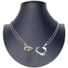 Heart Inside Silver Gold Broken Pendant 2x Necklace Steel Man Woman Friends A16