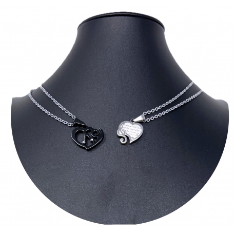 Cuore Melodia Oro Ciondolo Spezzato 2x Collana Acciaio Uomo Donna Amici A18