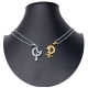 Puzzle Silver Black Broken Pendant 2x Necklace Steel Man Woman Friends A21