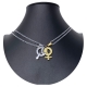 Puzzle Silver Black Broken Pendant 2x Necklace Steel Man Woman Friends A21