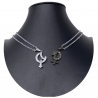 Sign Male Female Broken Pendant 2x Necklace Stainless Steel Men Women Friends A23