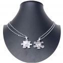 Puzzle Grande Argento Ciondolo Spezzato 2x Collana Acciaio Uomo Donna Amici A24