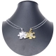 Puzzle Grande Argento Ciondolo Spezzato 2x Collana Acciaio Uomo Donna Amici A24