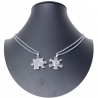 Puzzle Cuore Argento Ciondolo Spezzato 2x Collana Acciaio Uomo Donna Amici A26