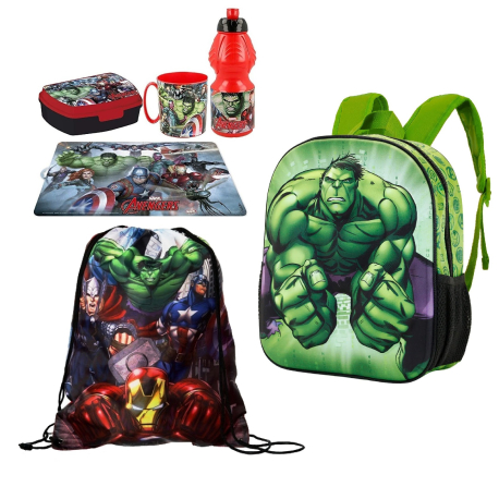 Avengers Set 6 pieces Backpack 3D Backpack, Sports Bag, School Kindergarten Holder
