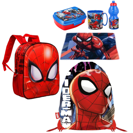 Spiderman Set Backpack 3D Sports School Kinder