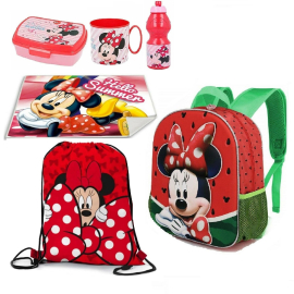 Minnie Mouse Rosso Disney Zainetto Zaino in 3D set Scuola asilo 6 pezzi