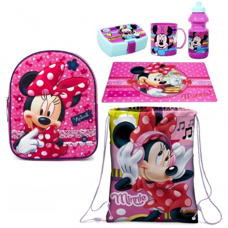 Minni Disney Rosso Zainetto 3D Scuola Asilo Sacchetto Portamerenda Borraccia