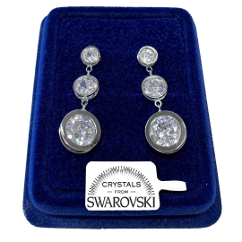 Very long 10cm Women's Earrings pl. 18K White Gold with 12/1 Swarovski Crystals
