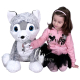 Siberian Husky Cane Peluche 64cm Seduto Grande Soft Plush Size XXL Colore Grigio