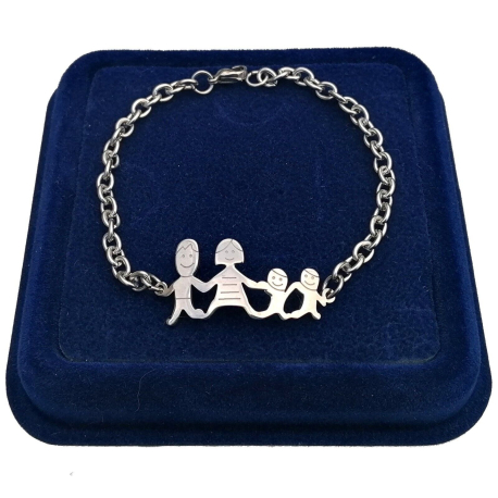 Bracelet Family Bracelet Steel Mom Heart Dad in Unisex Box Modello 05