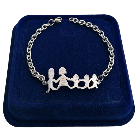 Bracelet Family Bracelet Steel Mom Heart Dad in Unisex Box Modello 07