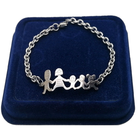 Bracelet Family Bracelet Steel Mom Heart Dad in Unisex Box Modello 08