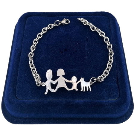 Bracelet Family Bracelet Steel Mom Heart Dad in Unisex Box Modello 10