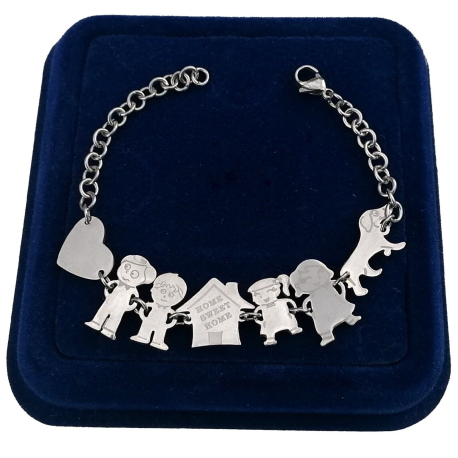 Bracelet Family Bracelet Steel Mom Heart Dad in Unisex Box Modello 14