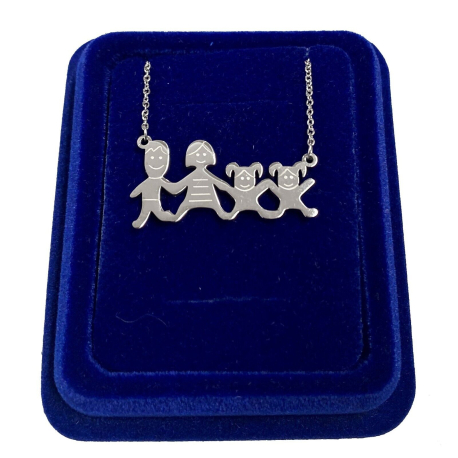 Collana Collanina Famiglia Mamma Papà Figli Femmina e Maschio Acciaio da Donna