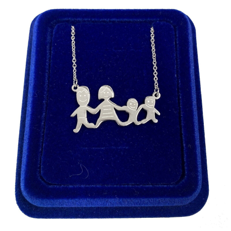 Family Necklace Mom Dad 2x Female Daughter in Steel for Women
