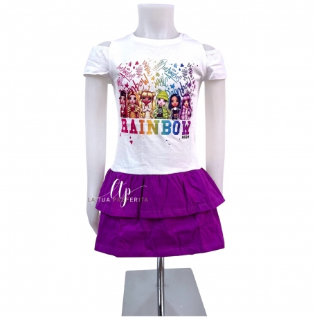 Rainbow High Dolls Purple Summer Dress Cotton Party Dress Girl 4-9years