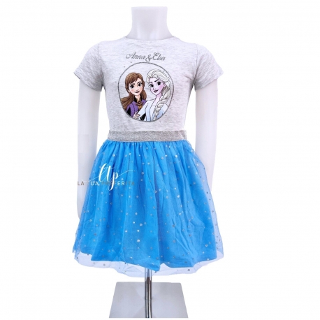 Disney Frozen Anna Elsa Summer Tulle Dress Cotton Party Dress Girl 4-9years