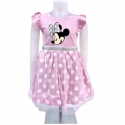 Disney Minnie Polka Dot Cotton Summer Dress Elegant Party Dress For Girls 4-9years