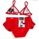 Disney Minnie Costume Bagno 2x pezzi Bikini righe Rosso Mare Piscina 4-10anni