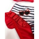 Disney Minnie Costume Bagno 2x pezzi Bikini righe Rosso Mare Piscina 4-10anni