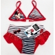 Disney Minnie Costume Bagno 2x pezzi Bikini righe Rosso Mare Piscina 4-10anni
