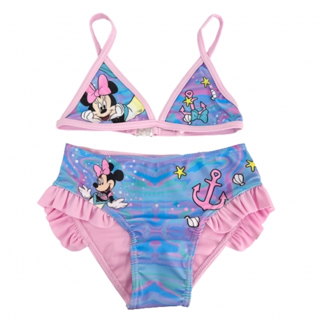 Disney Minnie Costume Bagno 2x pezzi Bikini Rosa Chiaro Sirena Mare Piscina 4-10anni