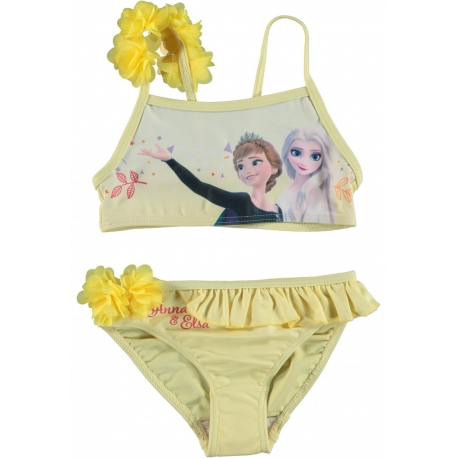 Disney Frozen Decorated Flowers Swimsuit Bikini 2x Pieces Sea Pool 4-8years