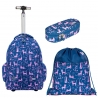 St.Right LAZY CATS Set Zaino Trolley Scuola, Astuccio, Sacca Ragazza Bambina