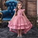Bambina Abito da Principessa Tulle e Pizzo Cerimonia Festa Ballo 4-10anni A/01