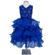 Girls Tiered Dress Blue Princess Tulle Lace Ceremony Party Prom 3-6years