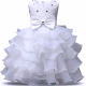 Bambina Abito a Strati Bianco Principessa Tulle Pizzo Cerimonia Festa Ballo 3-7a