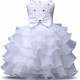 Girls Tiered Dress White Princess Tulle Lace Ceremony Party Prom 3-7a