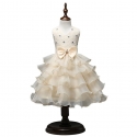 Girls Tiered Dress Cream Princess Tulle Lace Ceremony Party Prom 3-7a