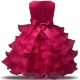 Girls Tiered Dress Cream Princess Tulle Lace Ceremony Party Prom 3-7a